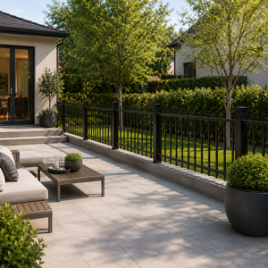 Panel <span class=keywords><strong>de</strong></span> Cerca Metálica <span class=keywords><strong>de</strong></span> Acero Galvanizado Negro, Moderno, para Jardín, Patio, Villa, Valla <span class=keywords><strong>de</strong></span> Seguridad Residencial, Tamaño Personalizado, OEM, ODM, Venta Caliente - Product Image 2
