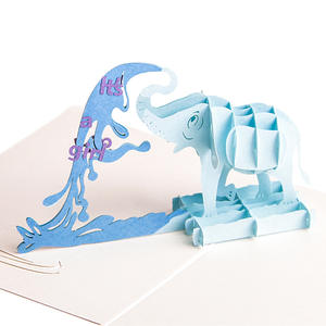 Carte pop-up 3D éléphant animal pour baby shower, artisanat en papier fait main créatif, impression UV, estampage à chaud, carte de vœux DIY, cadeau - Product Image 2