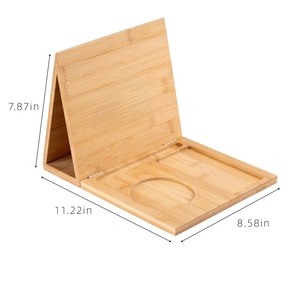 Supporto per Libri in Legno con Portabicchiere e Porta <span class=keywords><strong>iPad</strong></span> per Comodino e Scrivania, Naturale - Product Image 5