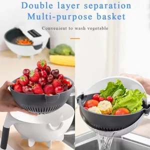 9 in 1 <b>Vegetable</b> <b>Cutter</b> with Drain Basket <b>Multifunctional</b> Large Capacity Magic Rotate <b>Vegetables</b> Chopper Veggie Shredder Grater - Product Image 5