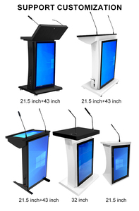 Podio Digitale Intelligente a Doppio Schermo in Metallo per Chiesa, Leggio Interattivo Girevole con Microfono e Schermo Frontale da <span class=keywords><strong>32</strong></span> <span class=keywords><strong>Pollici</strong></span> - Product Image 6