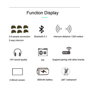 Casque d'écoute sans fil Bluetooth Walkie Talkie 6 Riders Connection, Interphone Moto 2 voies Moto BT5.1 avec écran LCD - Product Image 6