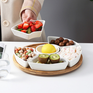 ชุดอาหารเรียกน้ำย่อยทำจากเซรามิกสโตนแวร์,ถาดเสิร์ฟซูซานขี้เกียจทำจากไม้ไผ่มี6ชิ้นจานเสิร์ฟดีไซน์ไม่เหมือนใคร - Product Image 3