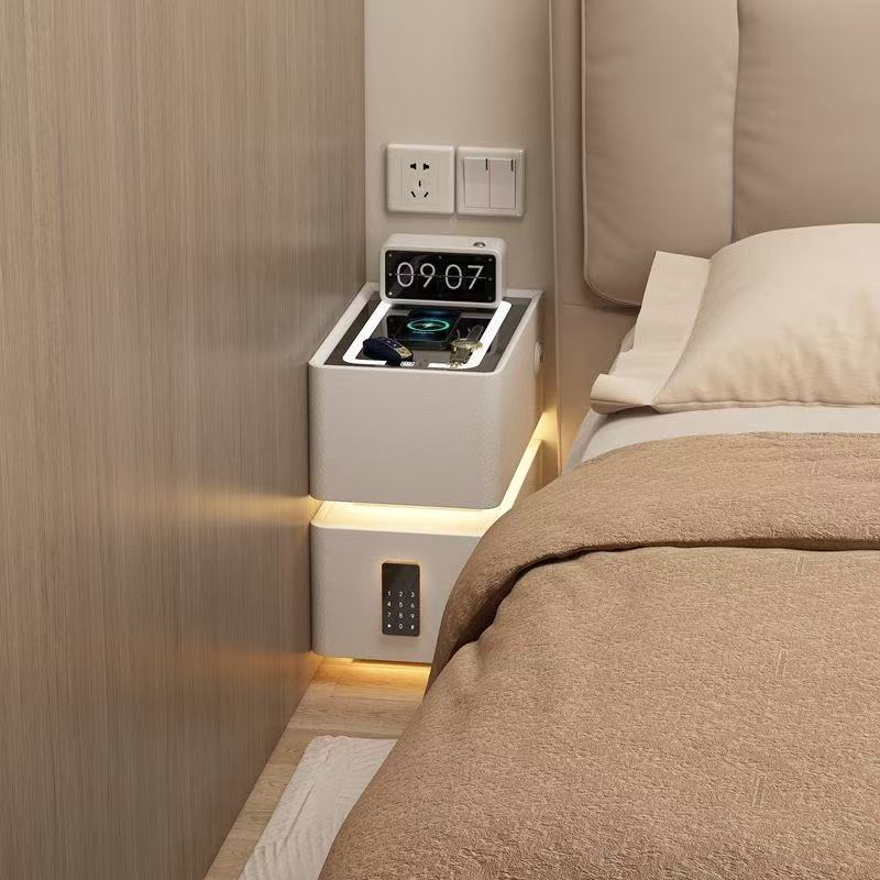 Rice White-Wireless Charger + LED Light + USB + Speaker + Lock