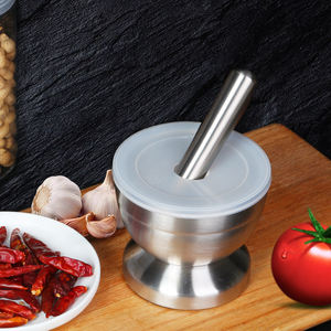 New Style Stainless Metal Durable Garlic Pugging Steel Mortar And Pestle With Custom Logo - Product Image 3