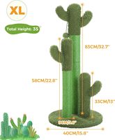 Arbre à chat moderne et classique de luxe avec 3 balles suspendues, design cactus, en bois, peluche et sisal, griffoir d'intérieur pour chat