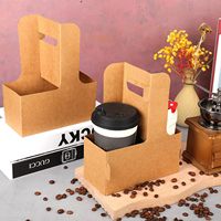 Tasse à café en carton jetable écologique personnalisée Kraft porte-boissons à emporter avec poignée paquet de 2/4/6 porte-gobelets en papier