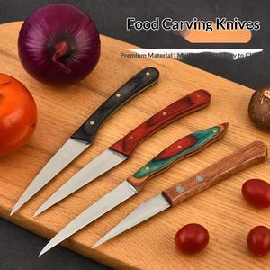 Couteau de découpe alimentaire en acier inoxydable, couteau à fruits, couteau à fleurs, outil de découpe de chef, manche en bois teinté - Vente en gros usine - Product Image 2