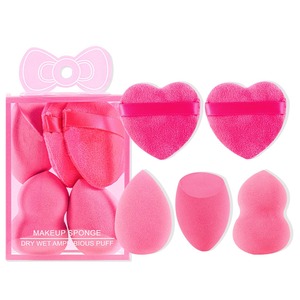 Juego de licuadora de maquillaje de 5 uds. Más vendido Love Puff flocado cojín de aire esponja de base polvo <span class=keywords><strong>seco</strong></span> húmedo Puff triángulo gota cuadrada - Product Image 3