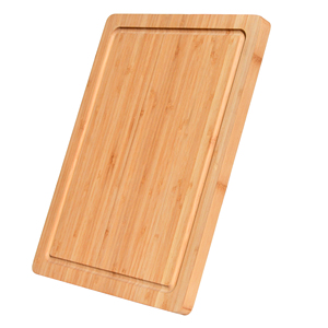 Tabla de cortar lisa de bambú Tabla de cortar gruesa con mango y ranura para jugo - Product Image 1
