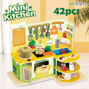 Rompecabezas Educativos <span class=keywords><strong>de</strong></span> Cartón en 3D, <span class=keywords><strong>Casa</strong></span> <span class=keywords><strong>de</strong></span> Muñecas en Miniatura, Juego <span class=keywords><strong>de</strong></span> Cocina para Niñas, Kit con Utensilios <span class=keywords><strong>de</strong></span> Cocina - Product Image 2