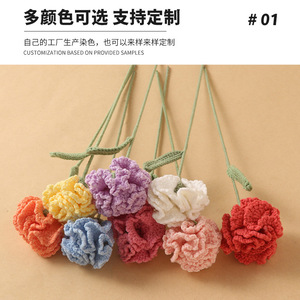 Bouquet de fleurs de carnation au crochet multicolores, fait main, pour décoration ou cadeau - Product Image 4