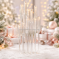 Candélabres transparents pour mariages, centres de table, décoration, 5 bras, 8 bras, candélabre en acrylique, porte-bougie LED, support de bougie