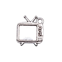 Pendentif Antenne TV Rétro 15x13mm en Alliage de Zinc Argent Vieilli pour Bijoux de Fan de Dessins Animés Vintage