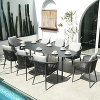 Mobilier d'extérieur pour hôtel, Villa, jardin, Patio, chaise, cadre en aluminium, corde tissée, Table à manger et chaises d'extérieur