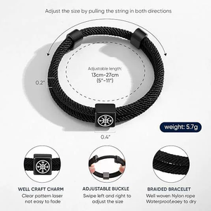 Nueva Pulsera de Cuerda Negra Estilo Milán para Hombre con Colgante de Brújula, Longitud Ajustable y Tarjeta de Regalo - Product Image 3