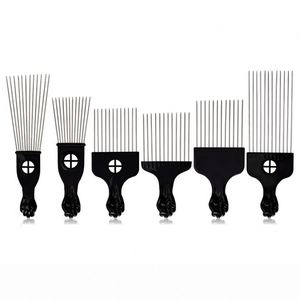 Hot Sale Black Fist Metal Fork <b>Comb</b> Stainless Steel Pin Hair Pick <b>Comb</b> Custom Logo Afro <b>Comb</b> for Black Men - Product Image 1