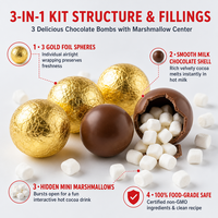 Boules de chocolat fondant personnalisées OEM 3 pièces, motifs Père Noël, pingouin, renne, boîte décorative, confiserie pour boissons d'hiver