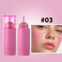 Tube de blush liquide végétalien à bouton-poussoir pour marque privée, 6 teintes, blush multi-usages et teinte à lèvres, logo personnalisé, cosmétiques