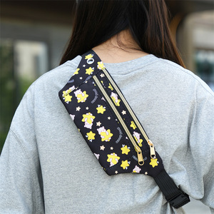 Women's Waist Bag Double Zipper Pockets Cartoon Print Portable Outdoor Chest Bag For Everyday Use - Product Image 3