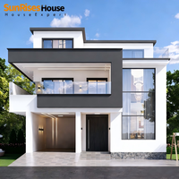Casa Prefabricada de Doble Planta con Estructura de Acero Ligero Superior, Estructura Personalizable con Dormitorio, Cocina y Baño