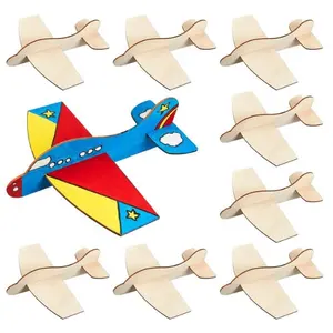 8 Packs Wooden Model Airplane toys DIY Wood Planes Balsa Wood Airplane Kits Handicraft Toy Plane for Party