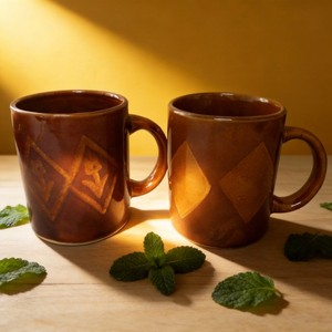 Mug en céramique stoneware marron zèbre de 11 oz, marque Harvit, design sud-ouest, pour le marché africain, usage café, modèle HS-025 - Product Image 1