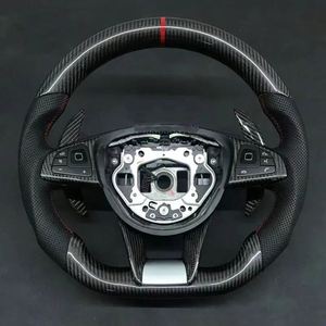 Volant 100% carbone véritable + cuir pour Mercedes-Benz GLC GLE450 C63 C450 E63 W204 W205 W213 <span class=keywords><strong>A250</strong></span> AMG <span class=keywords><strong>Sport</strong></span> - Product Image 4