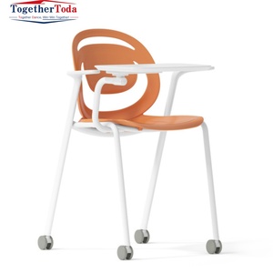 Chaise en plastique moderne pour salle à manger scolaire et réunions, avec tablette d'écriture, chaise de bureau en plastique, chaise de conférence, chaise de formation à roulettes - Product Image 6