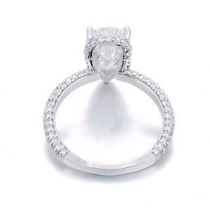 Anillo de Compromiso de Diamante Cultivado en Laboratorio de Oro Sólido Real de 14K de 2ct 3ct Personalizado con Certificado IGI, Anillo de Bodas con Diamante de Corte Pera - Product Image 3