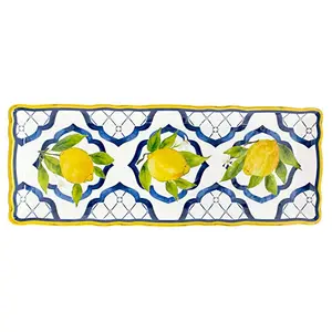 Lemon printed melamine rectangular servicing plates