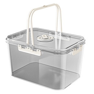 Portable Food <b>Storage</b> <b>Box</b> <b>With</b> Handle Large Capacity Transparent Thickened Plastic Airtight Seal <b>Lid</b> Camping Outdoor Use - Product Image 2
