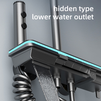 Ensemble de douche numérique haute pression avec affichage, 4 fonctions : pommeau pluie, douchette à main, cascade, mitigeur eau chaude et froide - Vente en gros usine