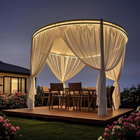 Pavillon en acier moderne de fabrication directe avec moustiquaire en maille diamantée, structure thermolaquée, abri de jardin de luxe pour patio