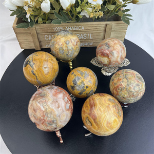 Vente en gros de sphères d'agate jaune dentelle naturelle, artisanat en cristal de guérison, agate folle, pour la décoration intérieure - Product Image 1