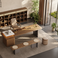 Table et chaises de thé Kung Fu en MDF – Combinaison simple, moderne, luxe léger, sensation haut de gamme – Table de conférence pour bureau, hôtel, école
