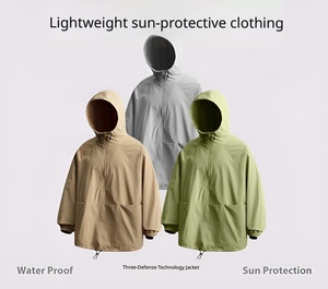 Veste à capuche légère pour homme, technologie triple protection, protection solaire, 100% polyester, coupe ample, pour le printemps/été, activités de plein air - Product Image 2