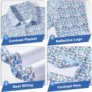 Camisa de Golf para Hombre, Manga Corta, Secado Rápido, Estampada, Absorbe la Humedad, Cuello Polo, 100% Poliéster Tejido - Product Image 4