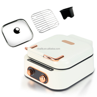Grill électrique multifonction 3-en-1 Aifa, pour la maison, barbecue, shabu-shabu, crêpes, pizzas, 180W °   Ouvrir
