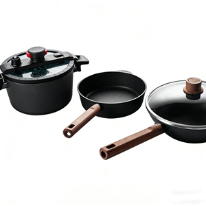 Ensemble de <span class=keywords><strong>wok</strong></span>, poêle et autocuiseur à micro-pression en granit antiadhésif durable, revêtement sans produits chimiques, compatible induction - Product Image 1