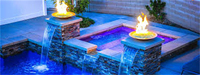 Corten Stahl Wasser brunnen Gas Feuerstelle Schwimmbad dekorative Außen feuer und Terrasse runde Wasser Feuerschale