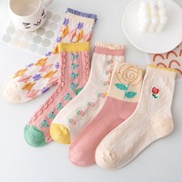 Chaussettes mi-cuisses pour femmes, été, nouvelles, mignonnes, imprimées en 3D avec des fleurs, en relief, roses, délai de livraison d'échantillon de 7 jours