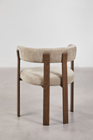 Chaise de salle à manger moderne de luxe en tissu bouclé, fauteuil rembourré avec dossier et accoudoirs, pieds en métal imitation noyer pour salle à manger et restaurant