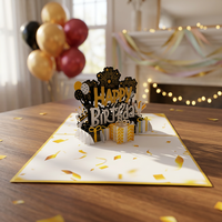 Carte de vœux 3D pop-up Joyeux Anniversaire avec enveloppe et étiquette, faite à la main, en papier imprimé offset, souvenir Hanoï, nouvelle arrivée Viet-craft