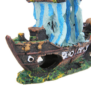 Decoração de Aquário em Resina Ecológica, Barco Pequeno Criativo, Design Oco para Esconderijo de Peixes e Camarões 7343 - Product Image 3