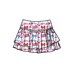 GLK0256 Jupe respirante personnalisée pour petite fille, motif drapeau USA 4 juillet, jupe d'été pour bébé fille, vente en gros, jupe de yoga - Product Image 2