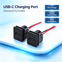 Conector USB Tipo-C Hembra Cuadrado con Cable, Puerto de Carga USB-C Duradero de Carga Rápida, Conector de Alimentación Electrónico DIY