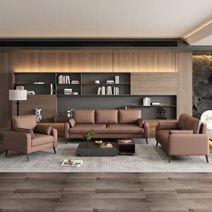 Conjunto de Sofás de Oficina Modernos Minimalistas de Cuero, Cuadrados y Duraderos, para Salas de Reuniones y Recepciones Empresariales - Product Image 2