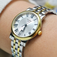 Jam tangan kuarsa Dial kecil wanita tradisional klasik jam tangan tiga baja tahan karat