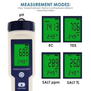 Medidor de Calidad del Agua Digital Multiparamétrico Tipo Pluma 5 en 1 (pH / TDS / EC / Temperatura / Salinidad), Medidor de pH Digital para Laboratorio - Product Image 4